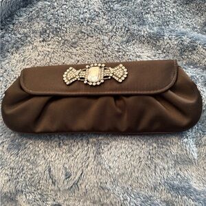 Elegant Black Clutch with Rhinestone Accent